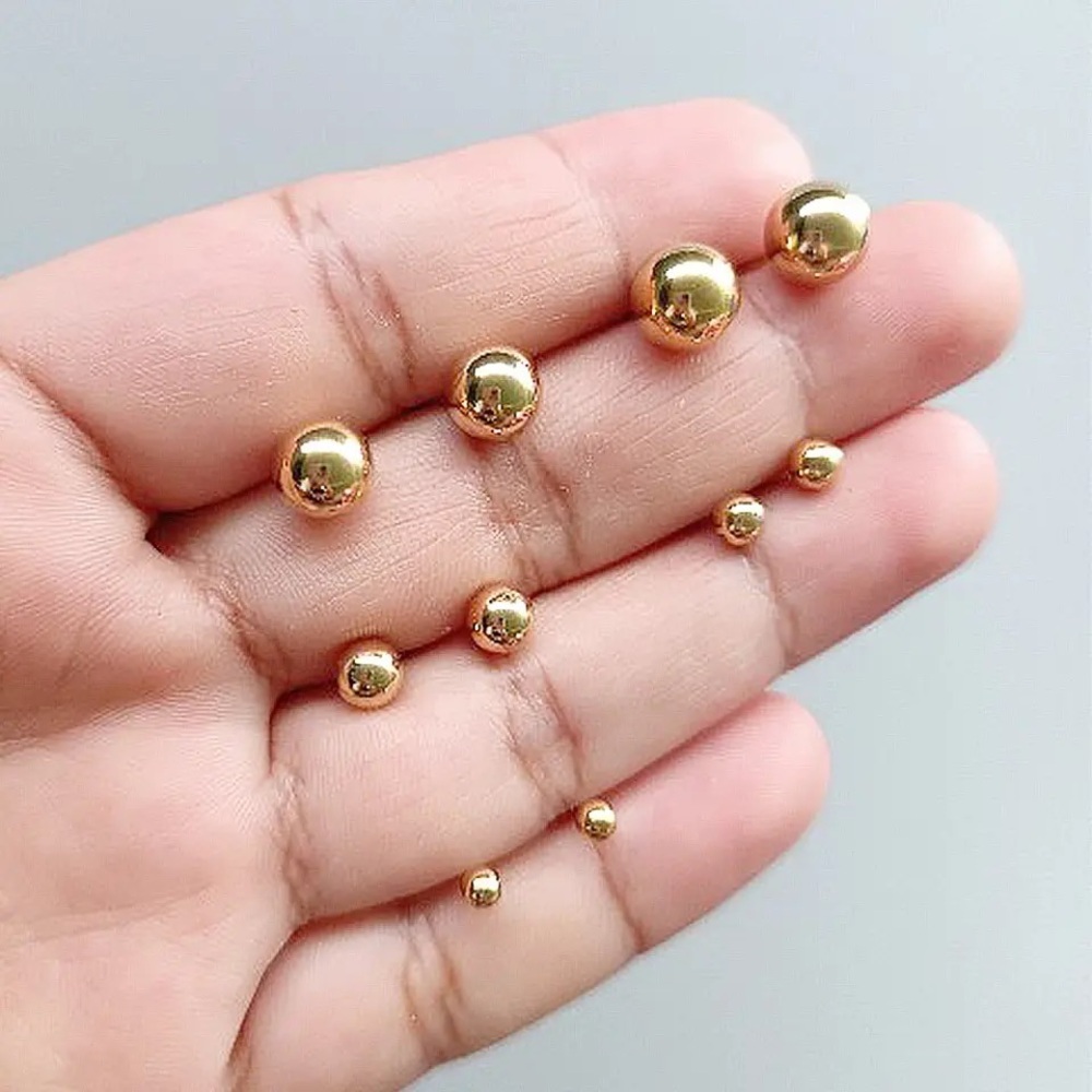 Zara 925 Sterling Silver 14k Gold Plated Stud Ball Pin Earrings